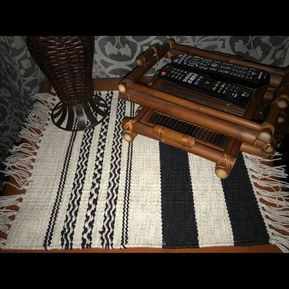 2 New Pottery Barn Striped Kilim Flat Weave Mats